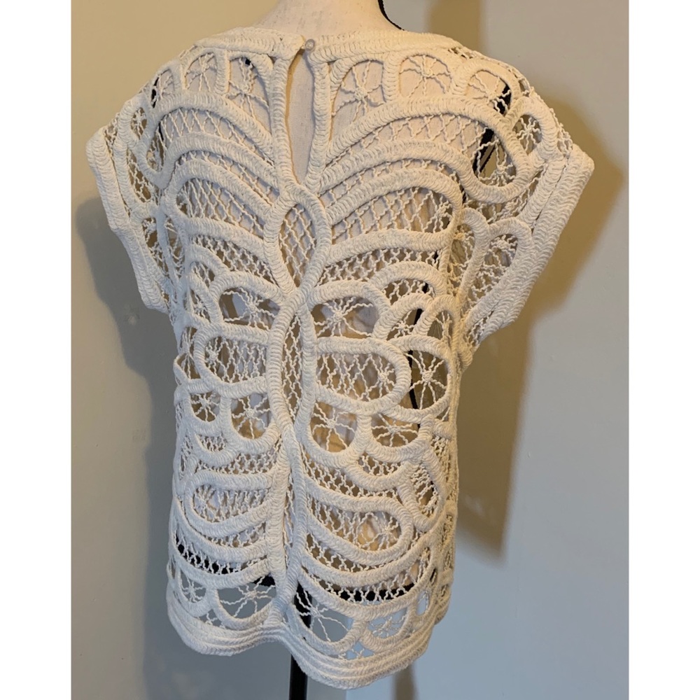 Pullover Knit Coverup Top, Ivory, Anthropologie, M - Picture 6 of 12